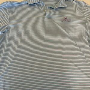 Peter Millar Men's Light Blue Striped Polo Shirt